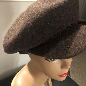Sylist Wool blend Cap with brown beading, by Nine West.